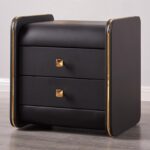 Black Gold Leather Nightstand