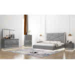 Opalite Queen Size 5 Piece Bedroom Suite Set with LED Light and  Storage