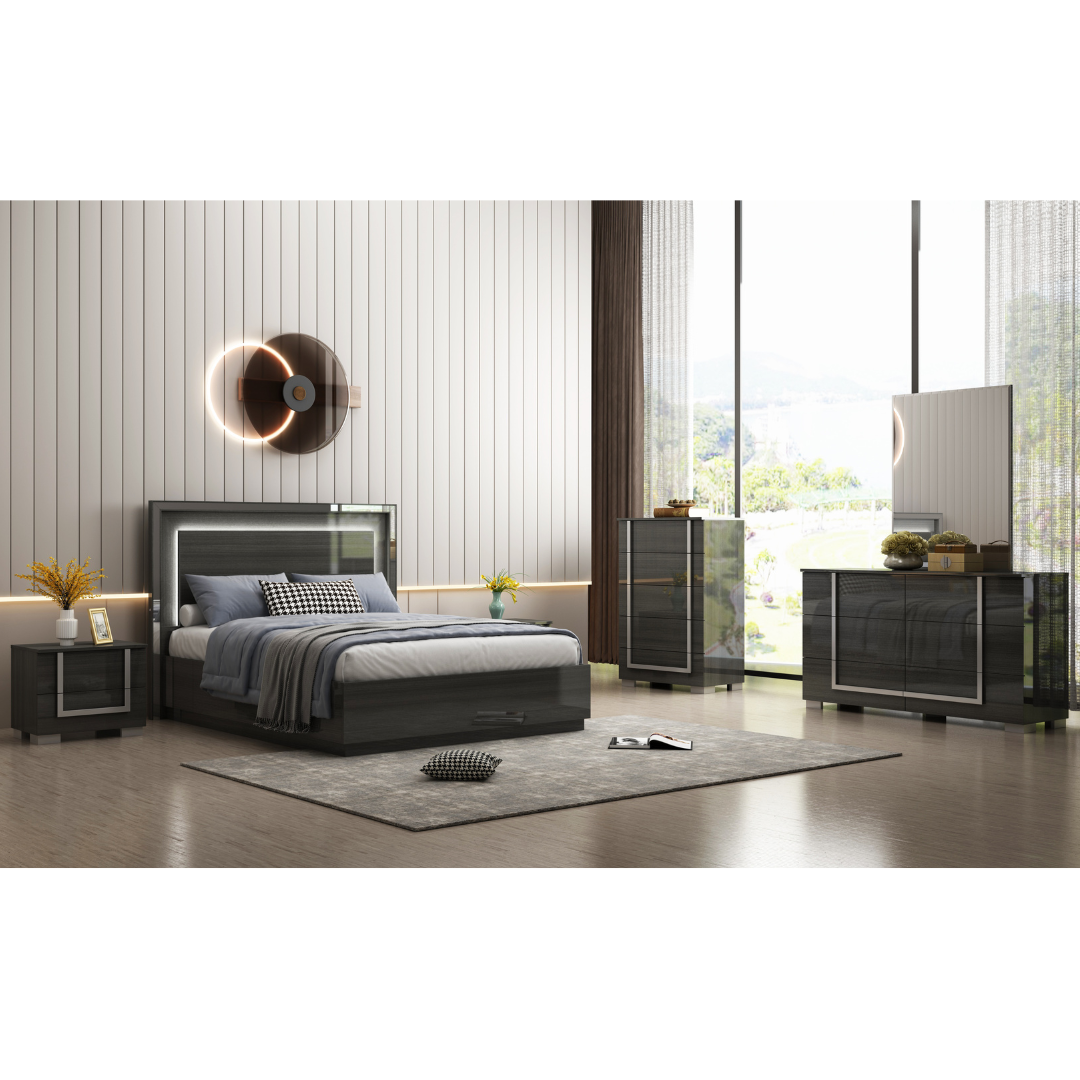 Aesthetic Brown Customer Reviews Instagram Post (2) Onyx Queen Bed with LED Storage - Image 1