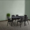 Extendable Dining Table Set – 6 Chairs in BLACK - Image 2