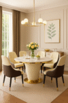 Leather with Gold Wooden Legs Dining Chair - Image 3