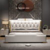 Sweet Night Luxury King Size Bed with Gas Lifting – Light Beige - Image 3