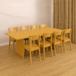 Oak Light Dining Table 8-Seater Set
