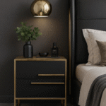 Majestic Black Gold Leather Nightstand