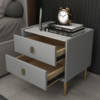Riyal Marble Top Leather Nightstand Side Table - Image 2