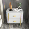 Lafeeya Marble Top Leather Nightstand Side Table - Image 7