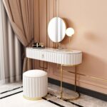 La Venetta 3 Piece Marble Top Leather Vanity Set - Image 4