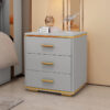 Lively Marble Top Leather Nightstand Side Table - Image 3