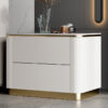 Raye Marble Top Leather Nightstand Side Table - Image 3