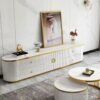 2M Circula White Gold Marble Sintered Stone TV Stand - Image 2