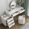 La Belle 3 Piece Marble Top Leather Vanity Set - Image 3