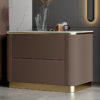 Raye Marble Top Leather Nightstand Side Table - Image 4