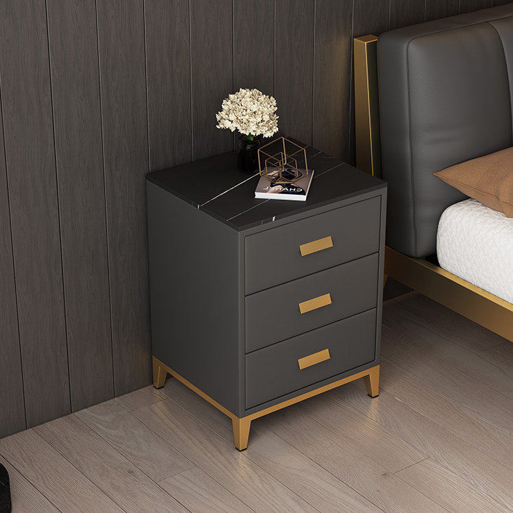 H4f82f4c37dff4120906b3d7e350021890 Regal Marble Top Leather Nightstand Side Table - Image 1