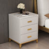 Regal Marble Top Leather Nightstand Side Table - Image 5