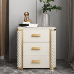 Levana Marble Top Leather Nightstand Side Table