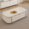 1.4M Ophelia White Gold Marble Sintered Stone Coffee Table - Image 5