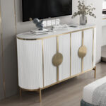 1.5M Verti Marble Top Sideboard - White