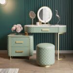 Reign 3 Piece Marble Top Leather Vanity Set