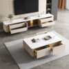 2.4M Elysia Solid Marble Stone TV Stand - Image 3