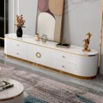 2M Circula White Gold Marble Sintered Stone TV Stand