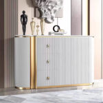 1.5M Danse Marble Top Sideboard - White