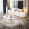 2.4M Circula Flat Solid Marble Stone TV Stand - Image 3