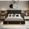 Black Symmetric Queen Size 3 Piece Bedroom Suite with Gas Lifting