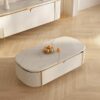 1.4M Ophelia White Gold Marble Sintered Stone Coffee Table - Image 6