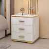 Lively Marble Top Leather Nightstand Side Table - Image 4