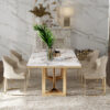 2M Lioness Solid Marble Stone Top Dining Set - Image 3