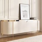 2.2M Ophelia White Gold Marble Sintered Stone TV Stand