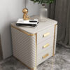 Levana Marble Top Leather Nightstand Side Table - Image 3