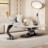 Aura Marble Nesting Coffee Table Set - Black - Image 2