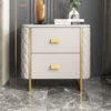 Lafeeya Marble Top Leather Nightstand Side Table - Image 2