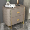 Lafeeya Marble Top Leather Nightstand Side Table - Image 3