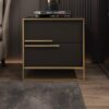 Majestic Black Gold Leather Nightstand - Image 2