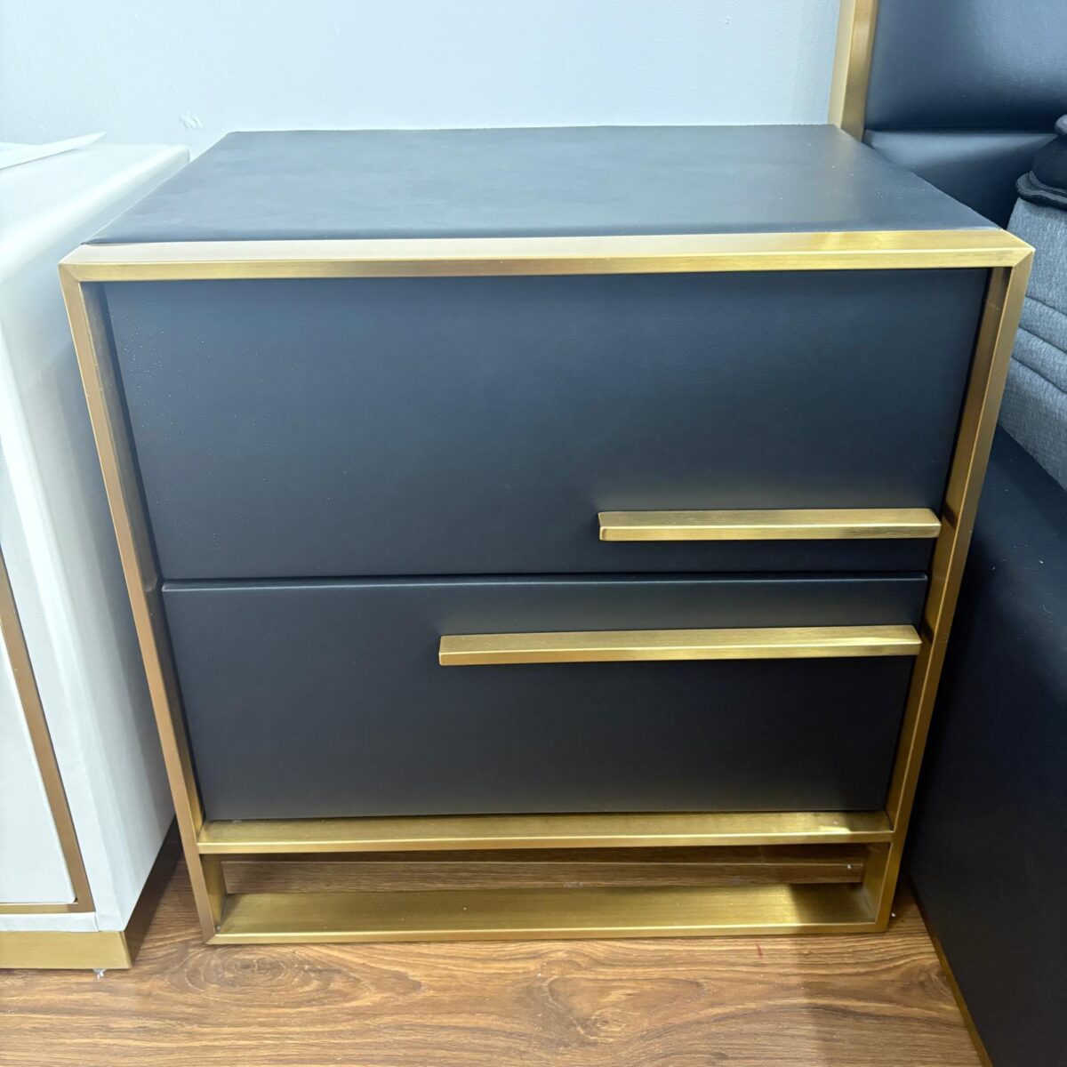 Majestic Black Gold Leather Nightstand - Image 4