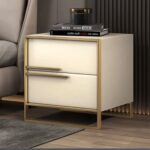 Symmetric Leather Nightstand Side Table – Warm White