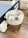 Marble Top Leather Side Table - Beige - Image 3