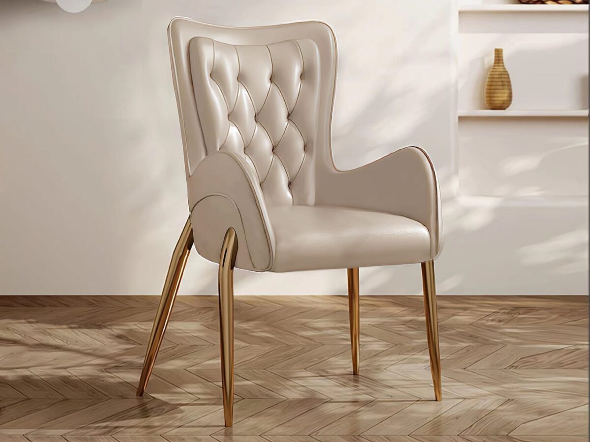 ET Leather Dining Chair - Beige - Image 3