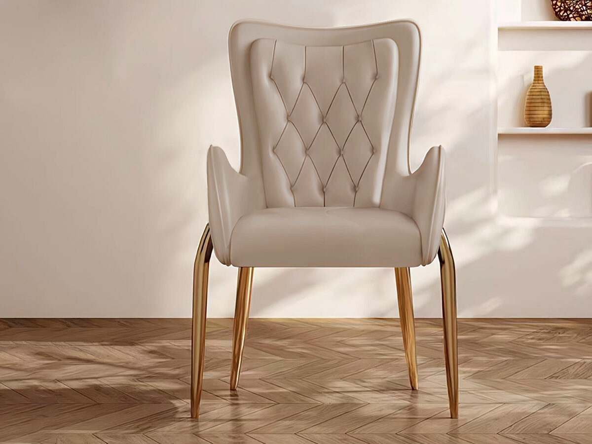 ET Leather Dining Chair - Beige - Image 2