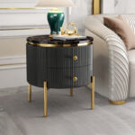Zurich Marble Top Nightstand Side Table - Black