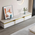 2M Aurora Marble Top TV Stand - White