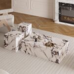Classic 3 Piece Solid Marble Coffee Table Set