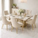 1.8M Royal Solid Marble Stone Top Dining Set