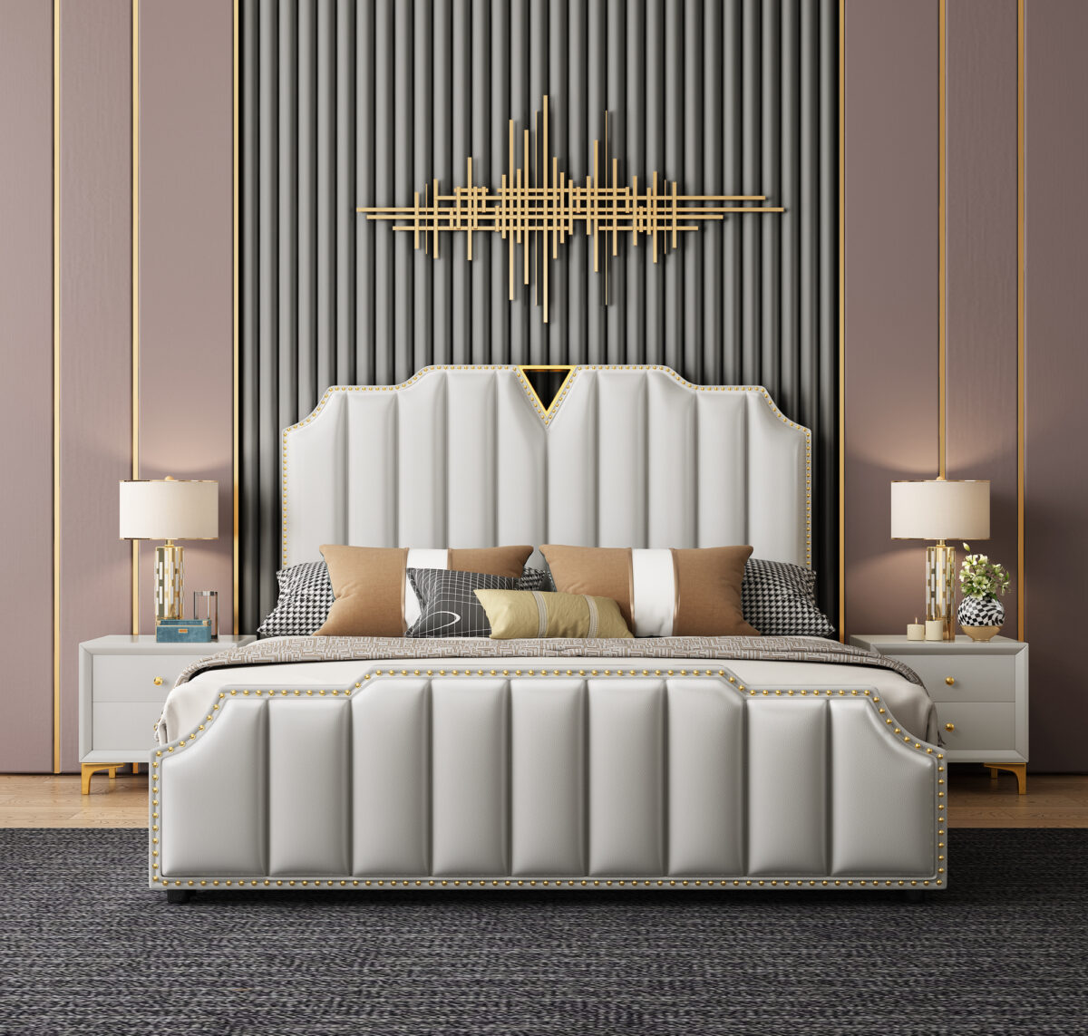 Jolene Upholstered Leather King Size Bedframe - Image 3