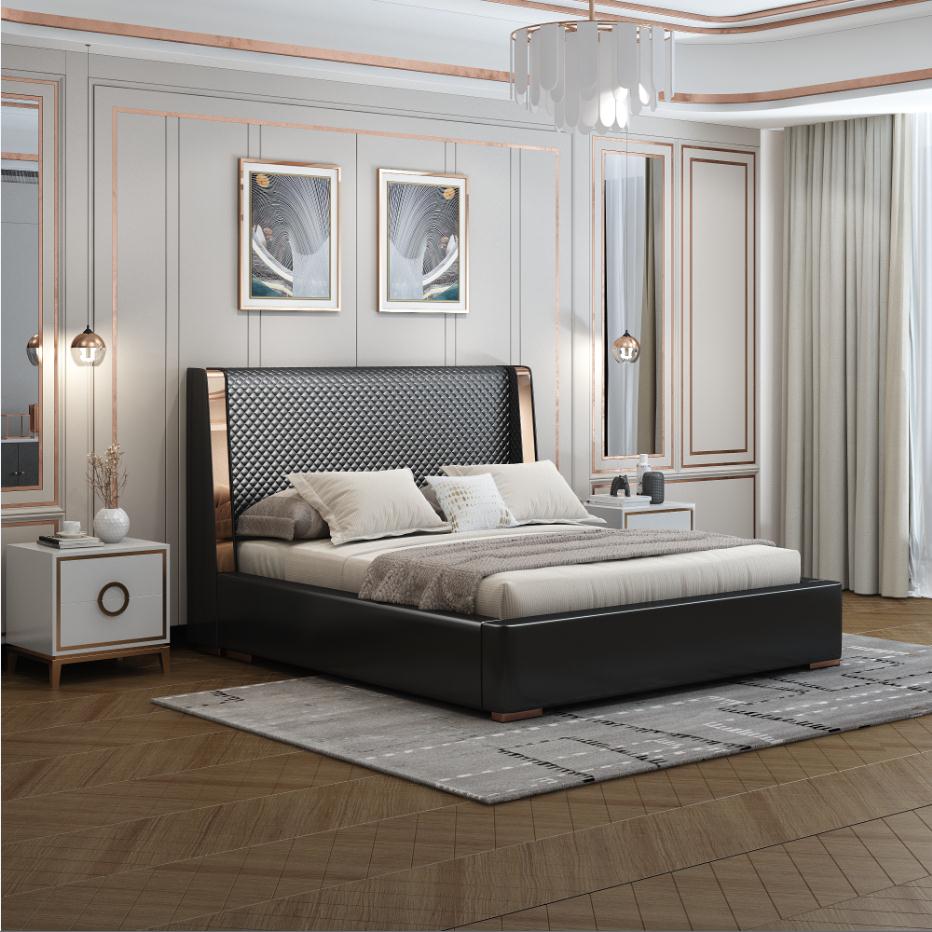ROYCE 1 Royce Upholstered Luxury Leather King Size Bedframe - Image 1