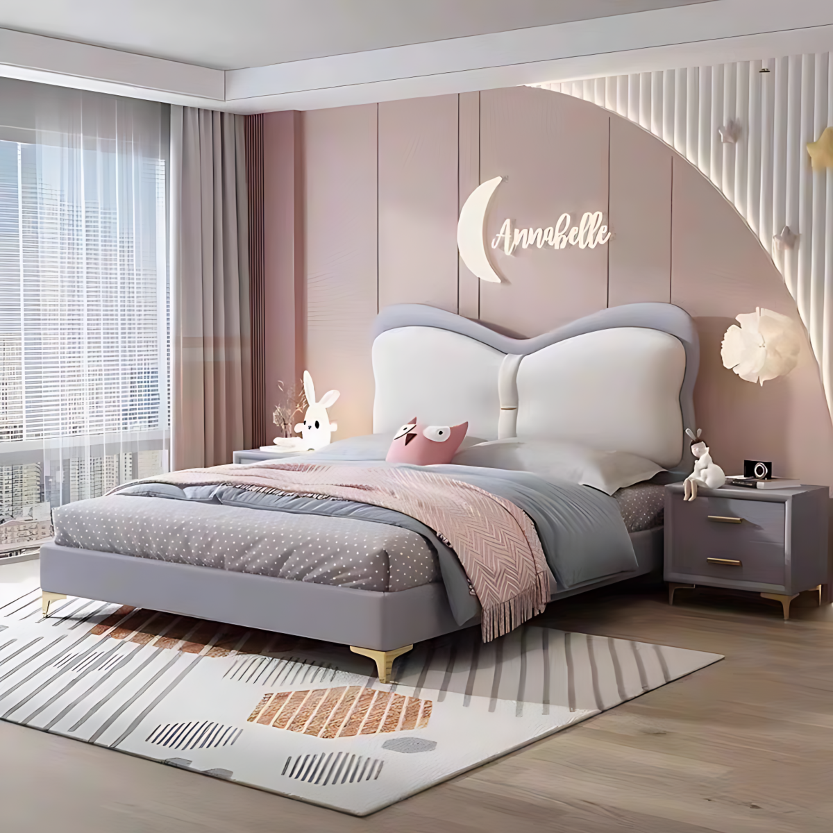 Annabelle Upholstered Leather Queen Bedframe - Image 4