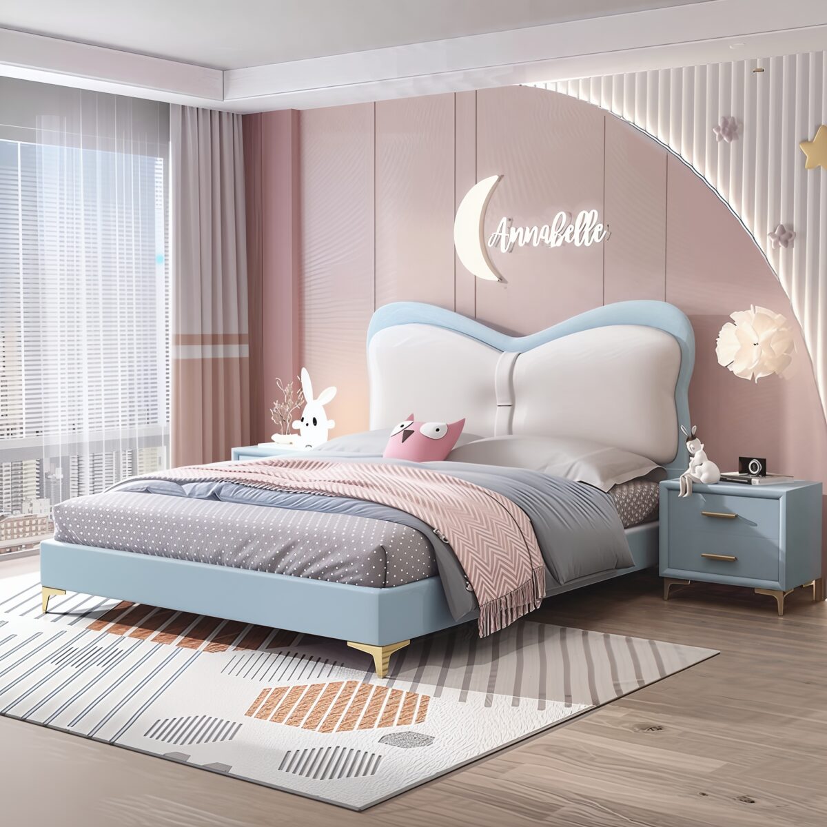 Annabelle Upholstered Leather Queen Bedframe - Image 3