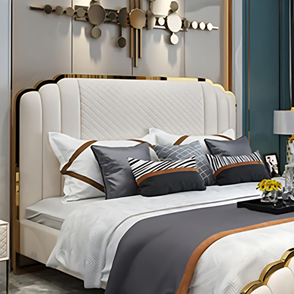 Geneva Upholstered Luxury Leather King Size Bedframe - Image 3